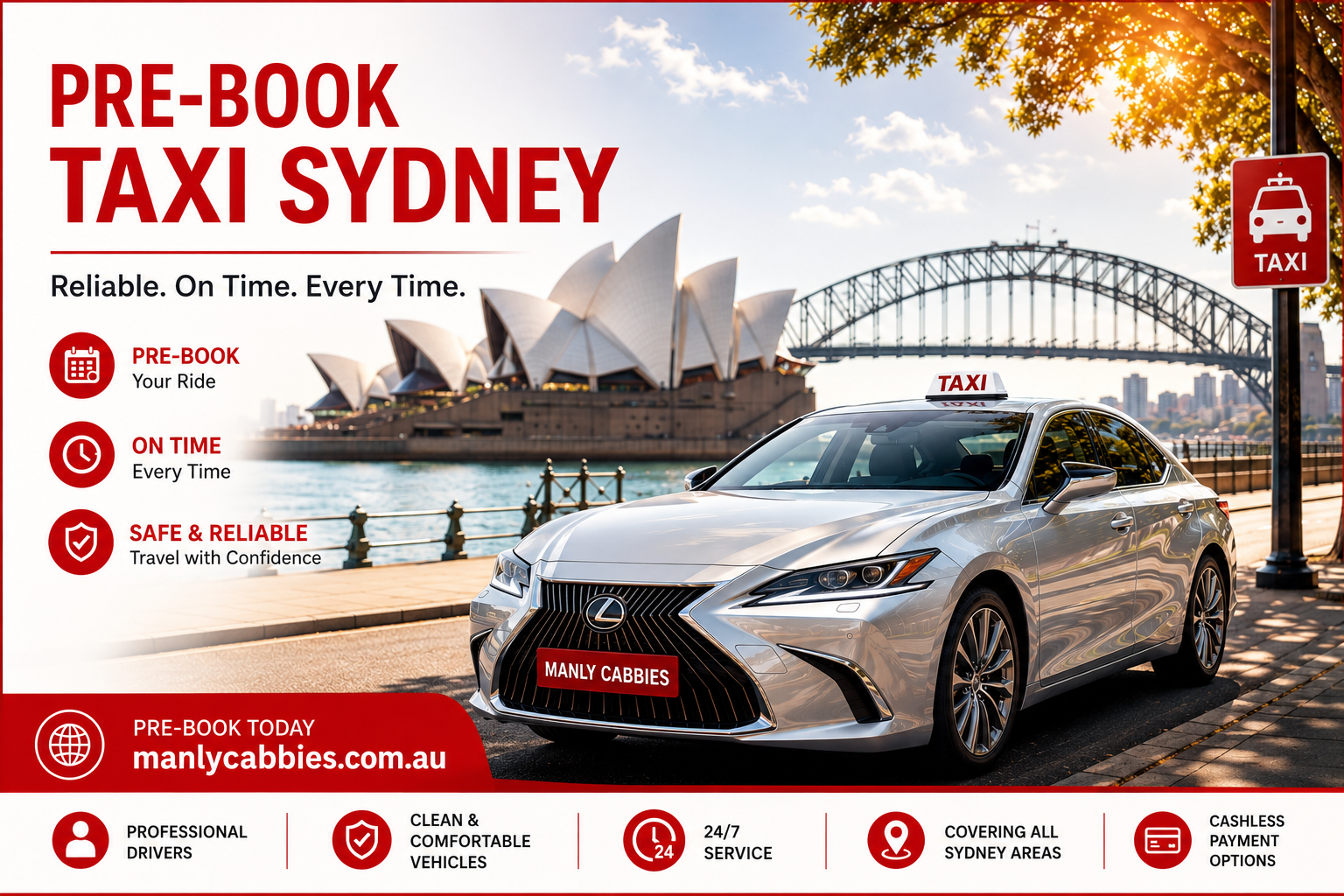 Pre-book taxi in Manly and Sydney